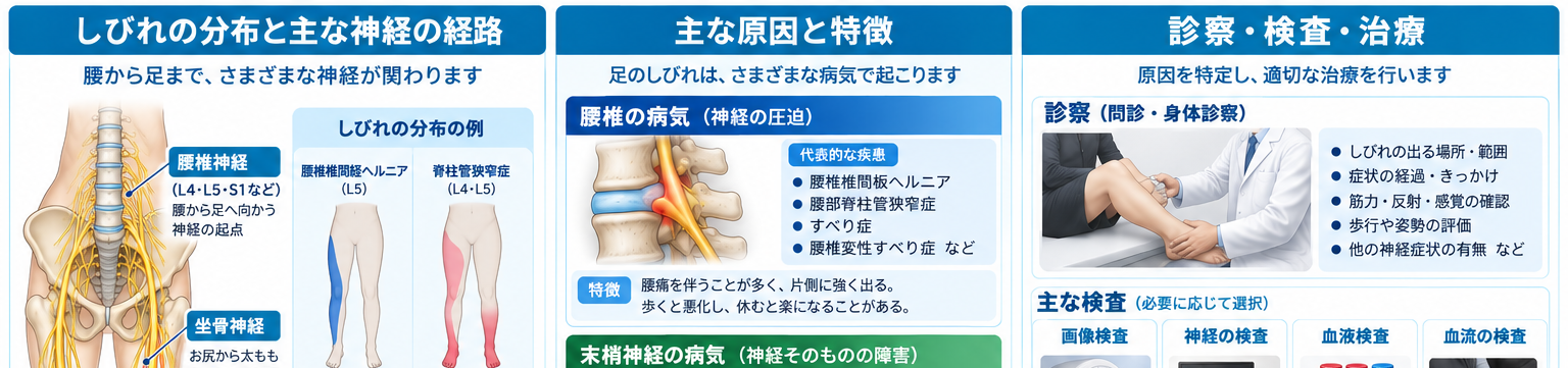 足の痺れの症状・解剖・特徴を示す医学イラスト