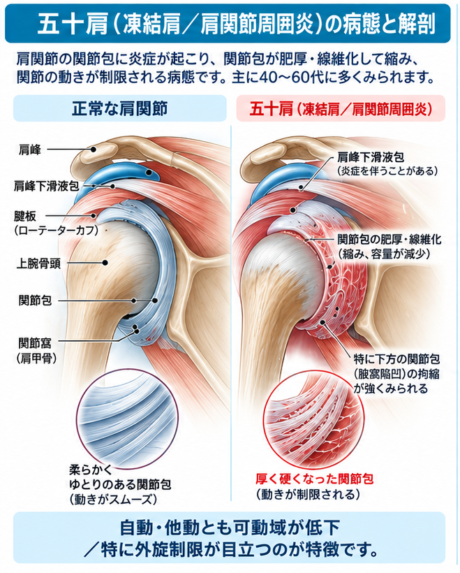 五十肩の症状・解剖・特徴を示す医学イラスト
