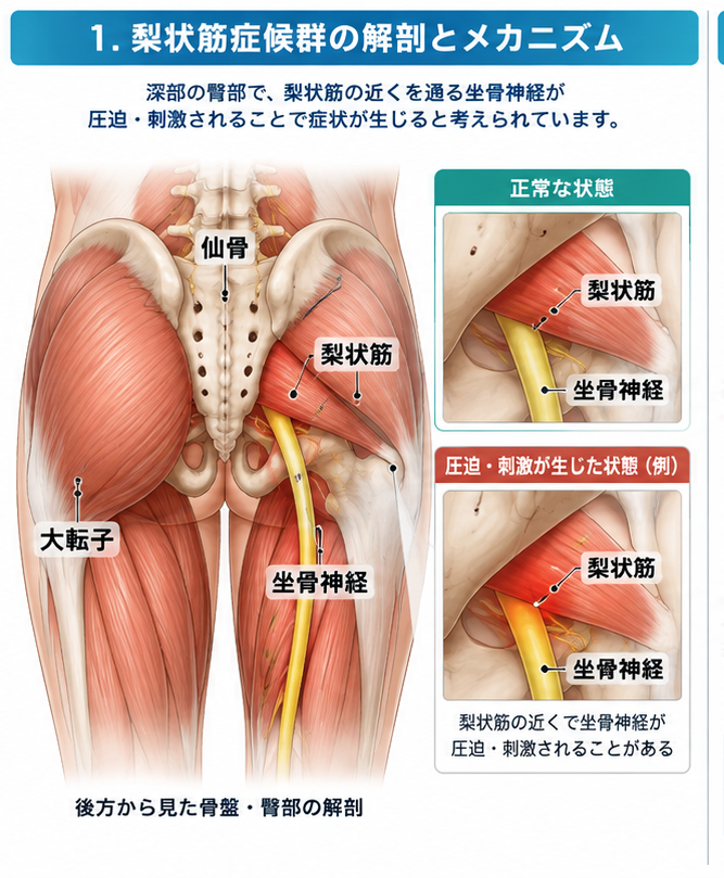 梨状筋症候群の症状・解剖・特徴を示す医学イラスト