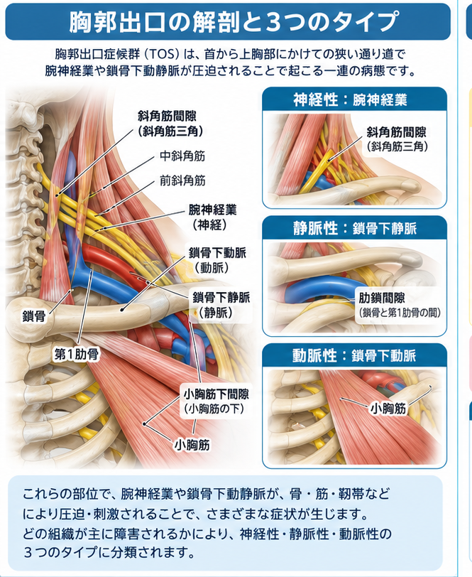 胸郭出口症候群の症状・解剖・特徴を示す医学イラスト