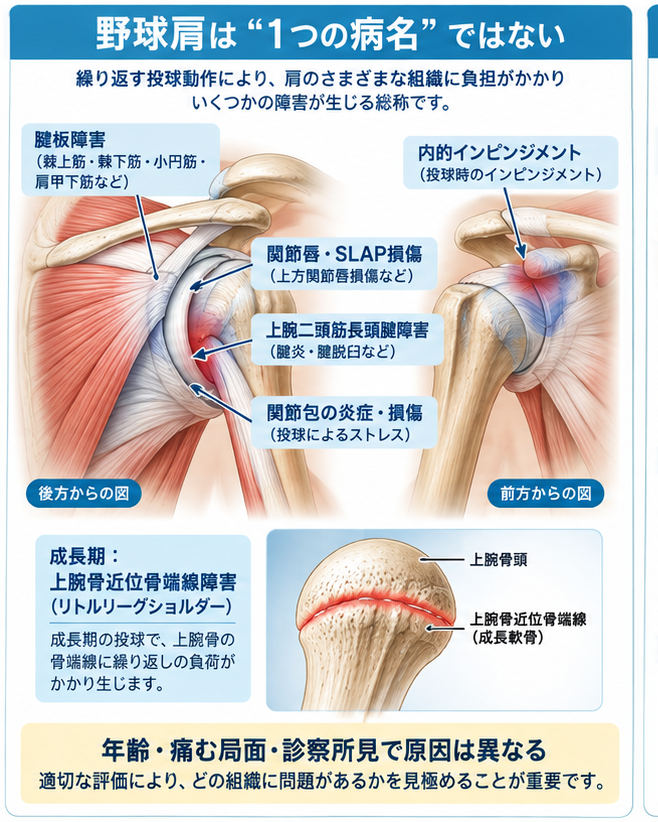 野球肩の症状・解剖・特徴を示す医学イラスト